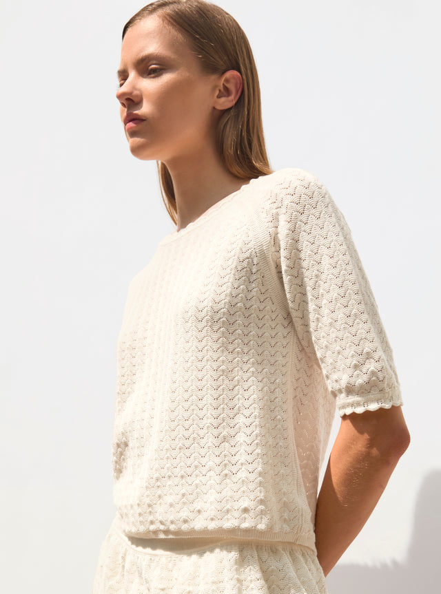 top in a pointelle knit - Image principale
