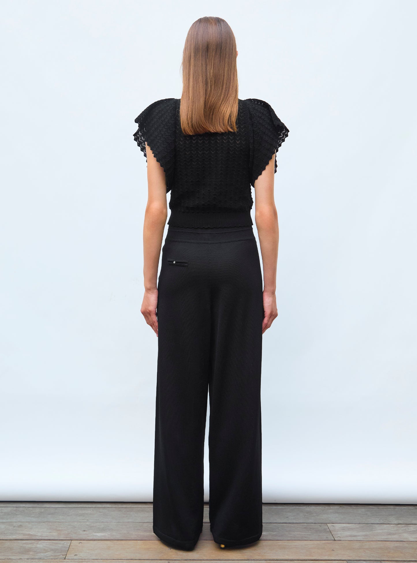 Pantalon fluide maille légère Noir Profond - Pantalon de luxe