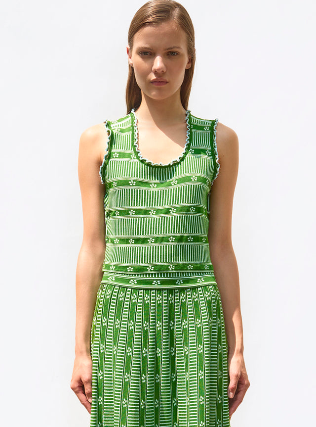 knit tank top with mini flowers - Image principale