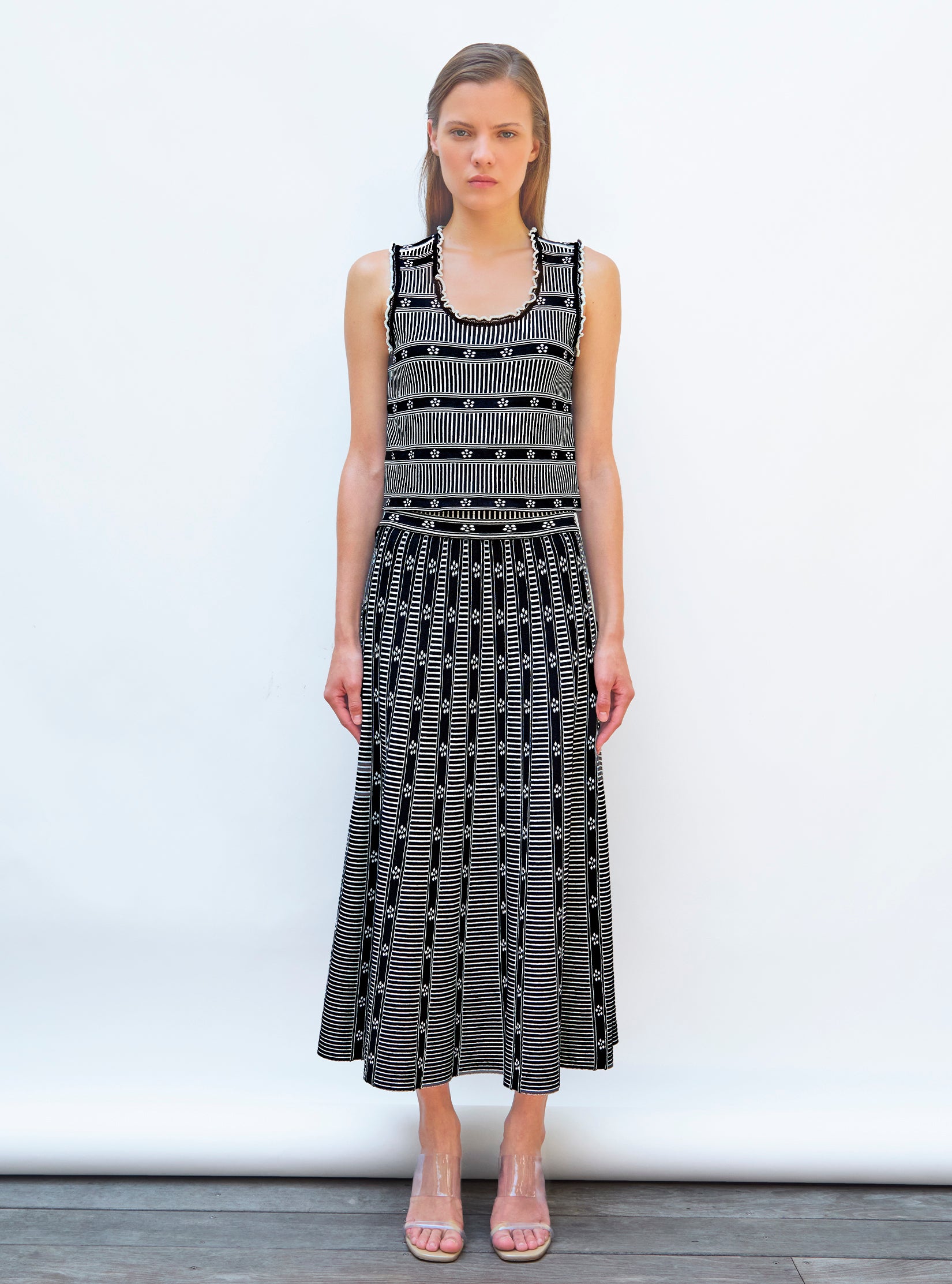 Débardeur maille mini fleurs Noir Profond Naturel - Débardeur de luxe