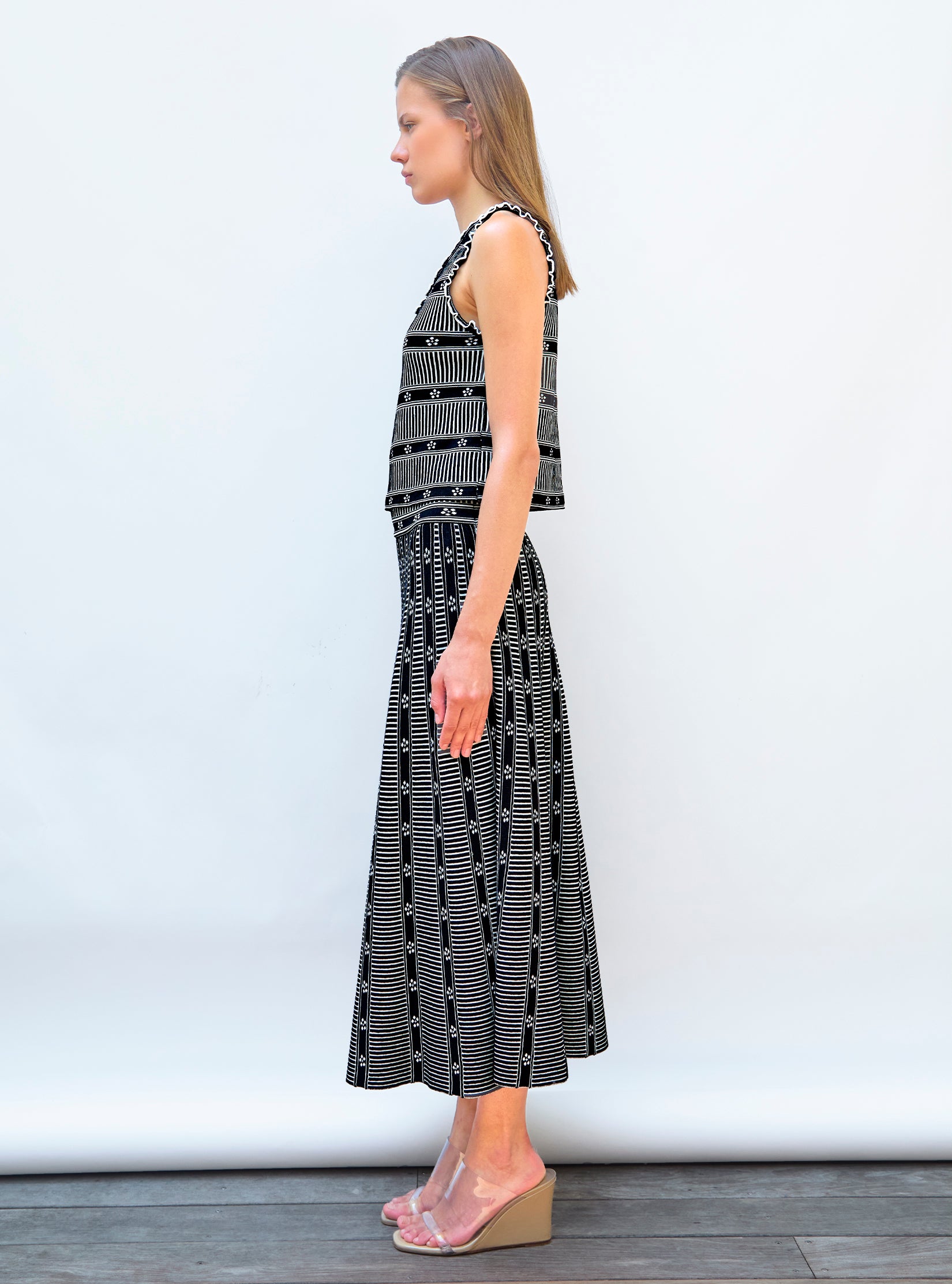 Débardeur maille mini fleurs Noir Profond Naturel - Vêtement de luxe femme