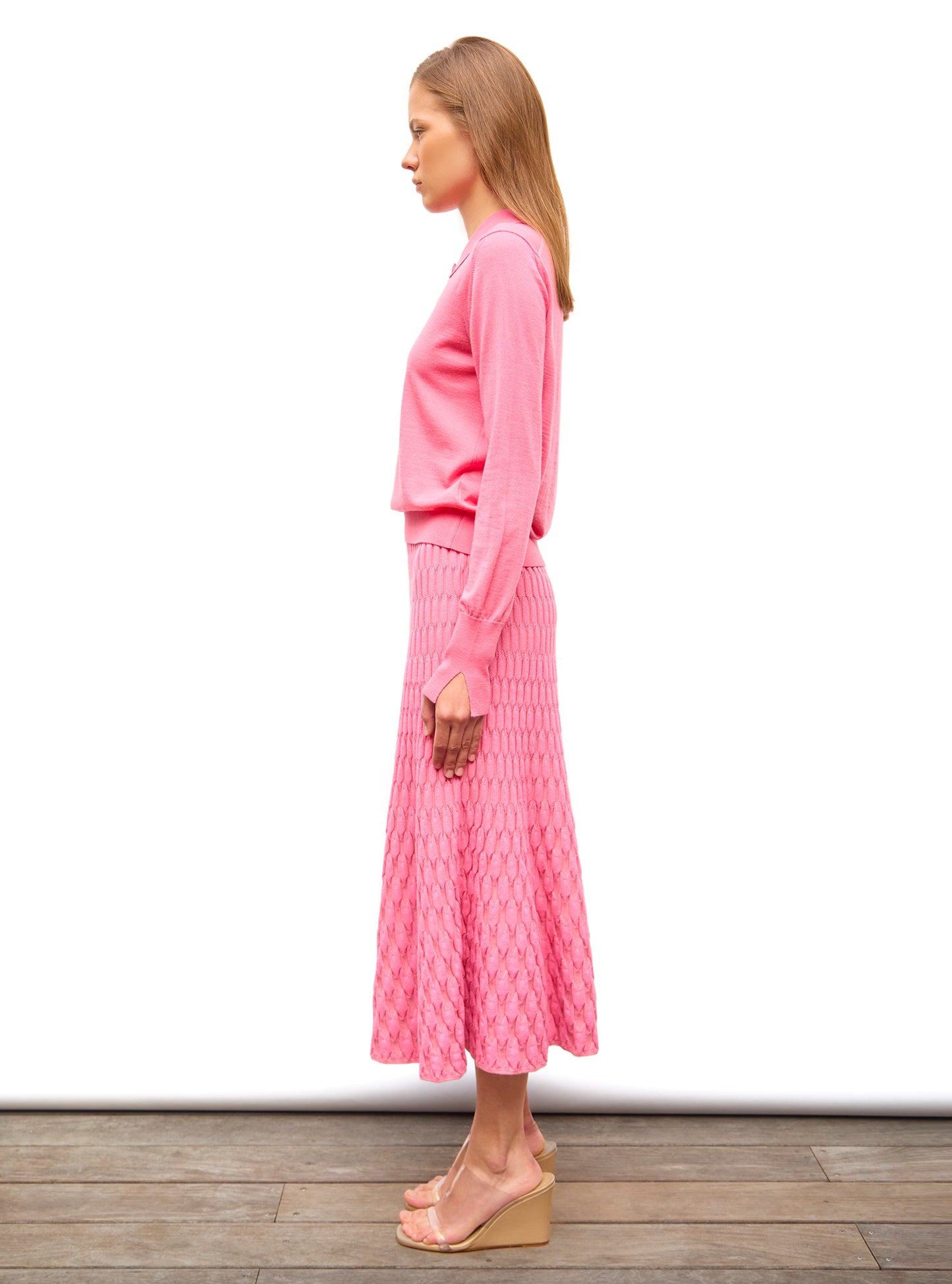 Polo de luxe femme - Polo fin en jersey soyeux New Blush