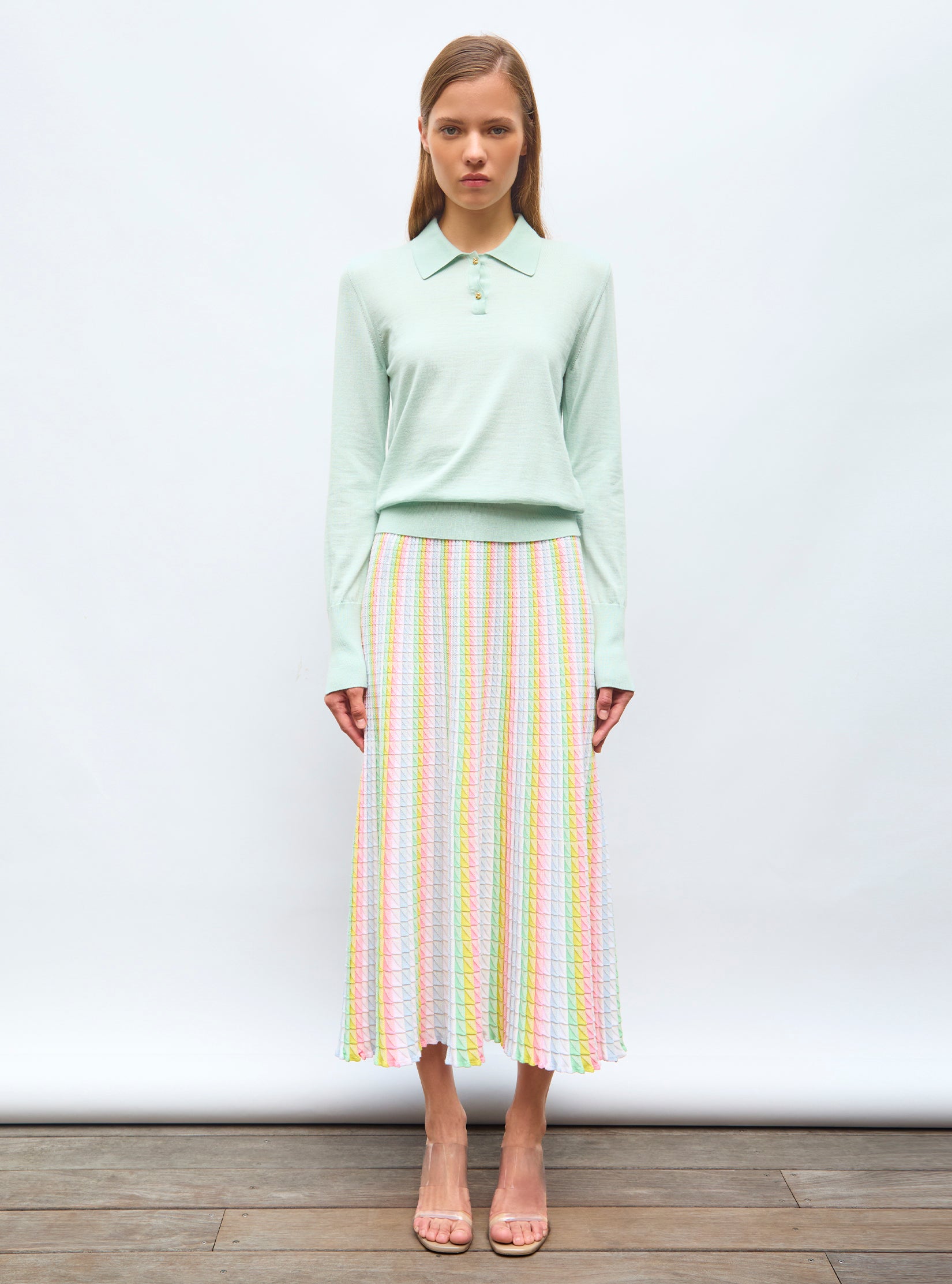 Jupe fluide maille origami Rainbow - Vêtement en maille de luxe Molli