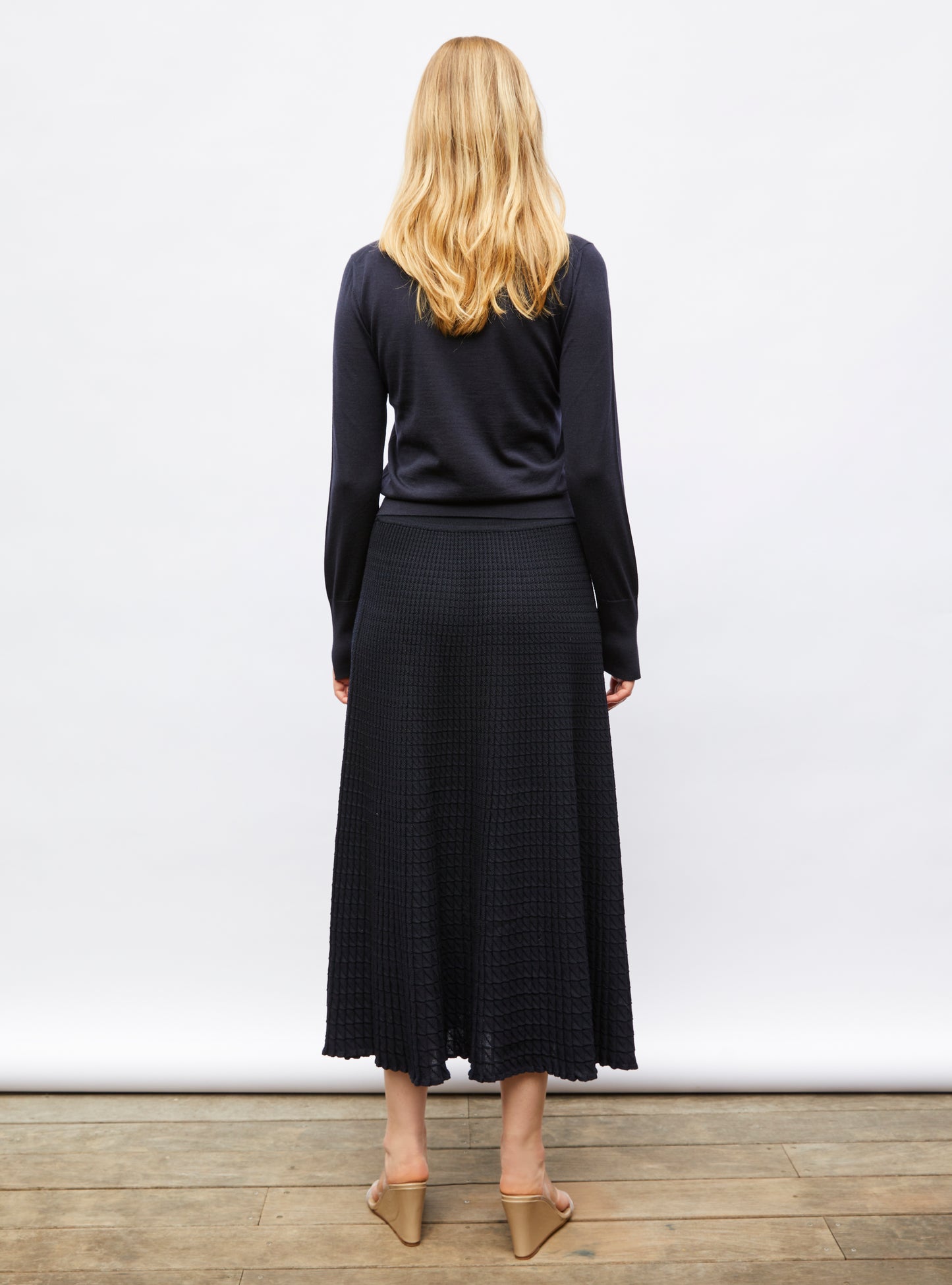 Polo fin en jersey soyeux molli Nuit - Vêtement de luxe femme