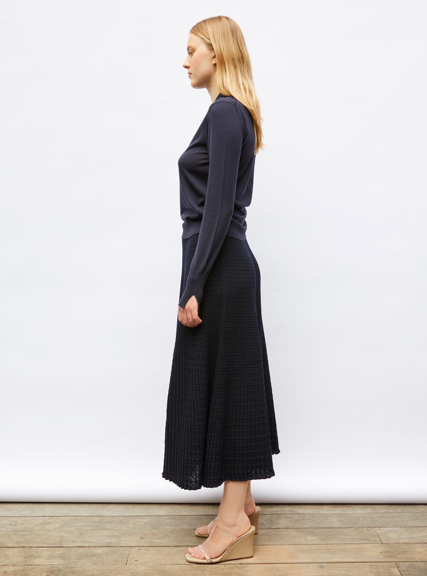 Polo fin en jersey soyeux molli Nuit - Top de luxe