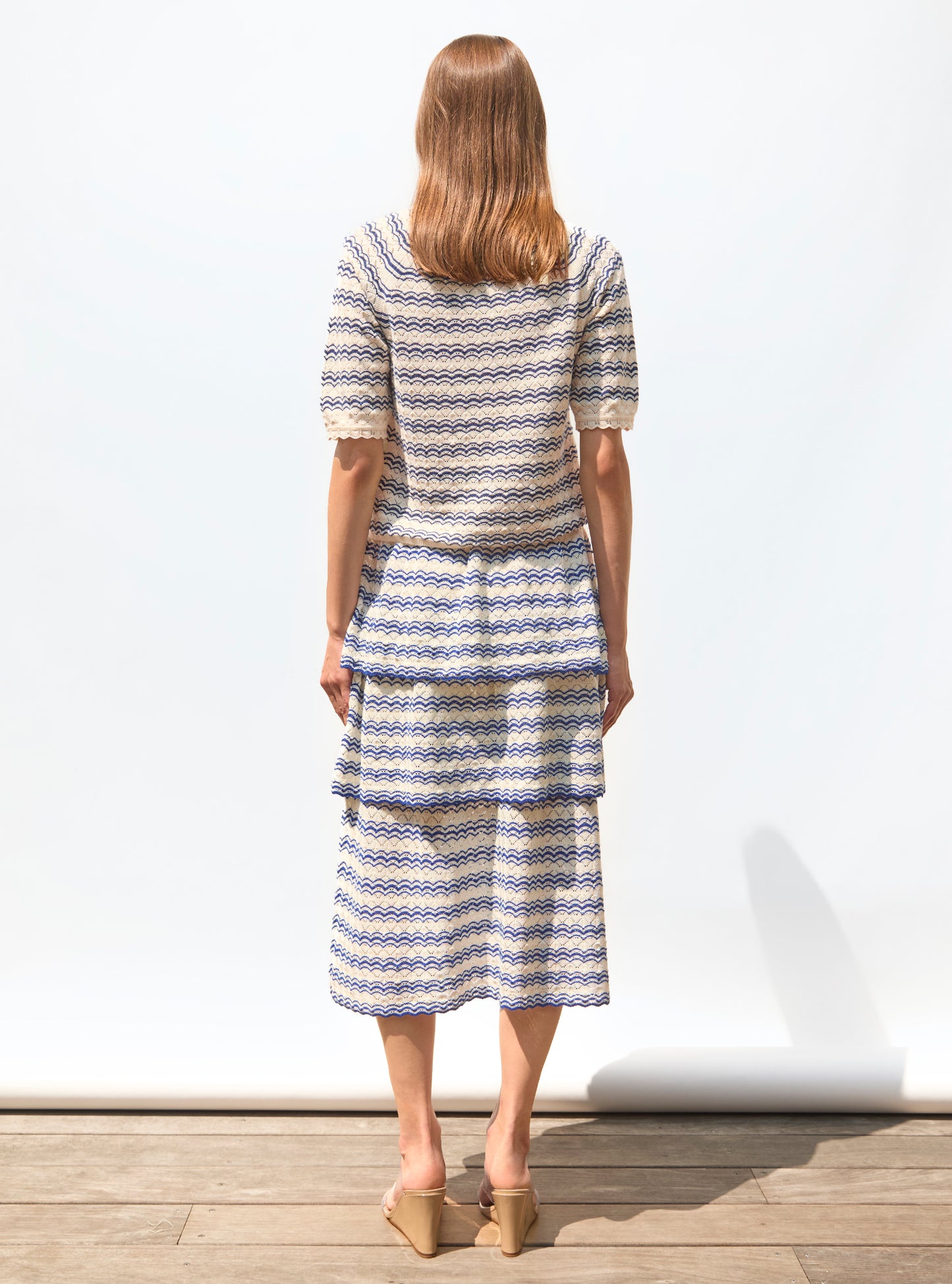 Jupe maille pointelle à volants Naturel Majorelle - Vêtement de luxe femme