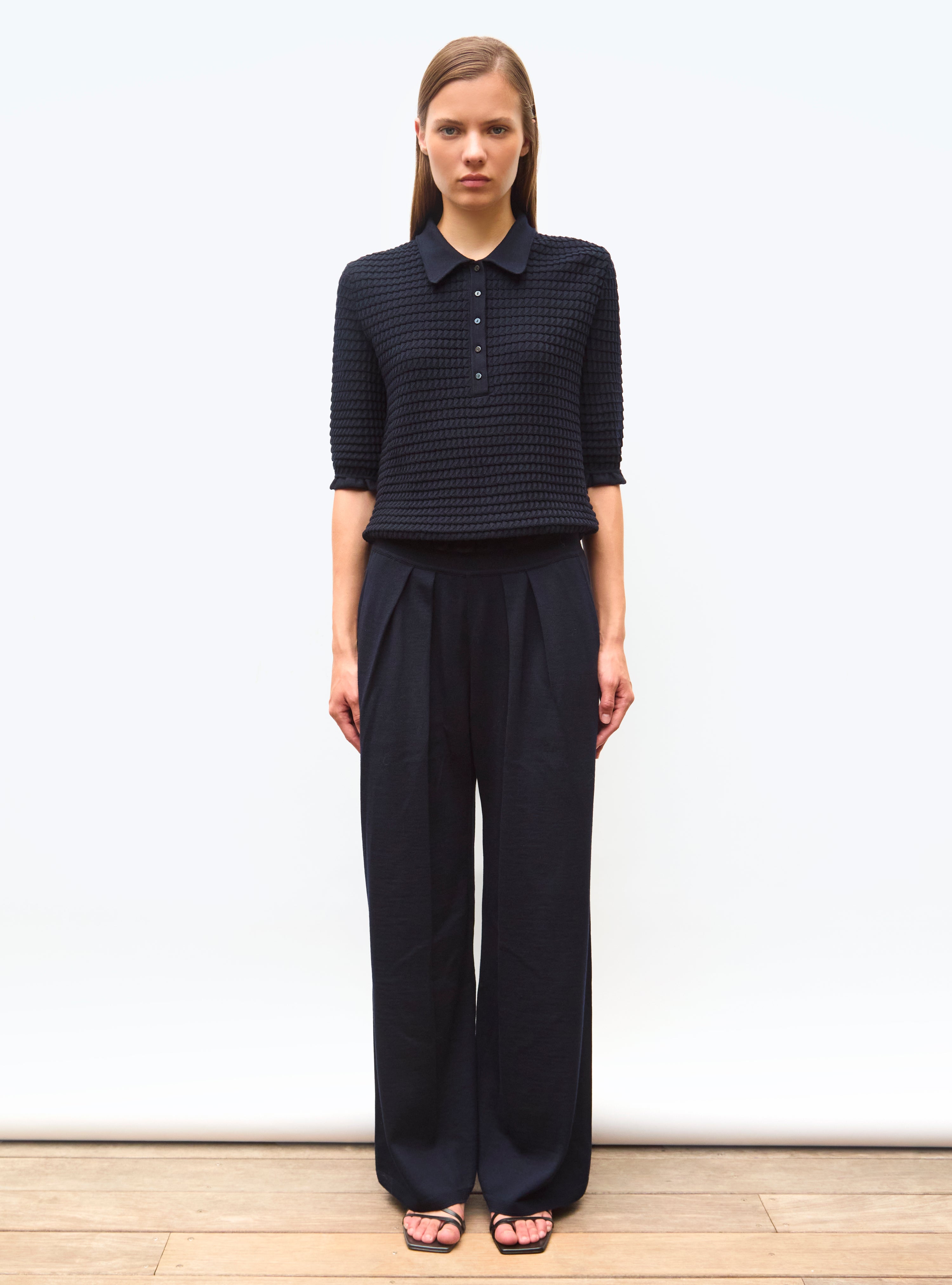 Polo maille origami Nuit - Jupe de luxe