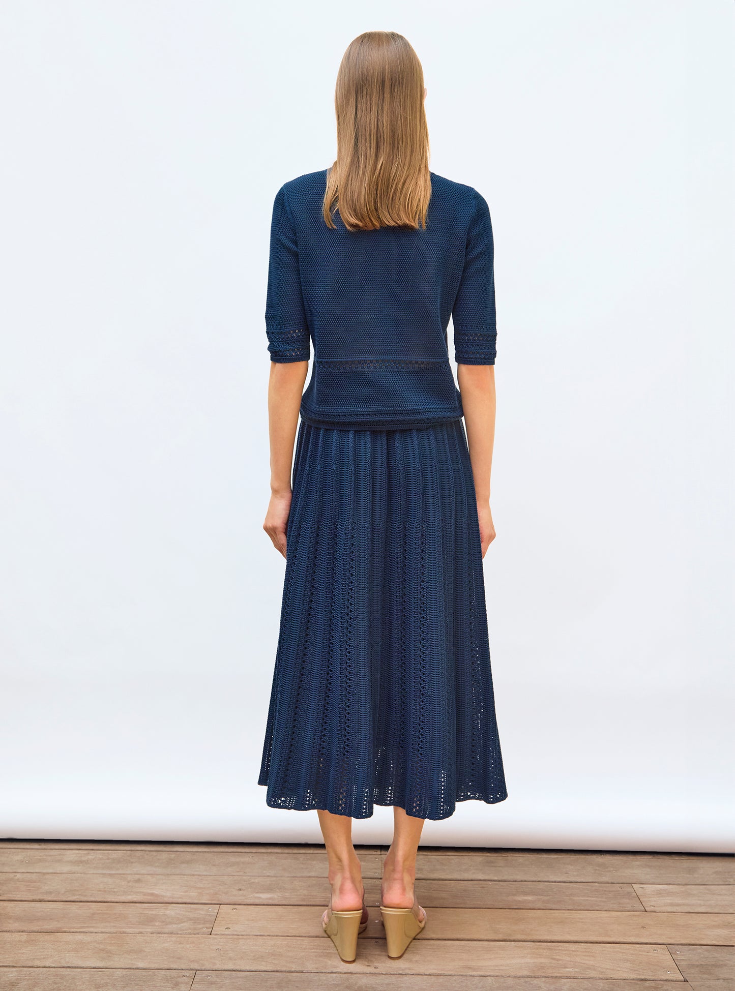 Top délicat maille crochet Blueberry - Vêtement en maille de luxe femme