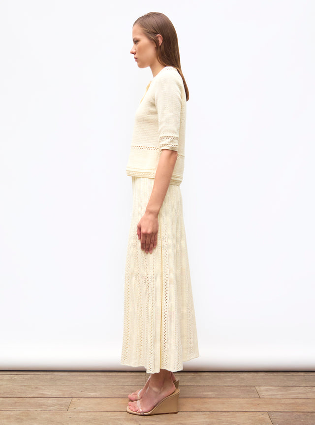 long skirt in guipure knit - Image principale