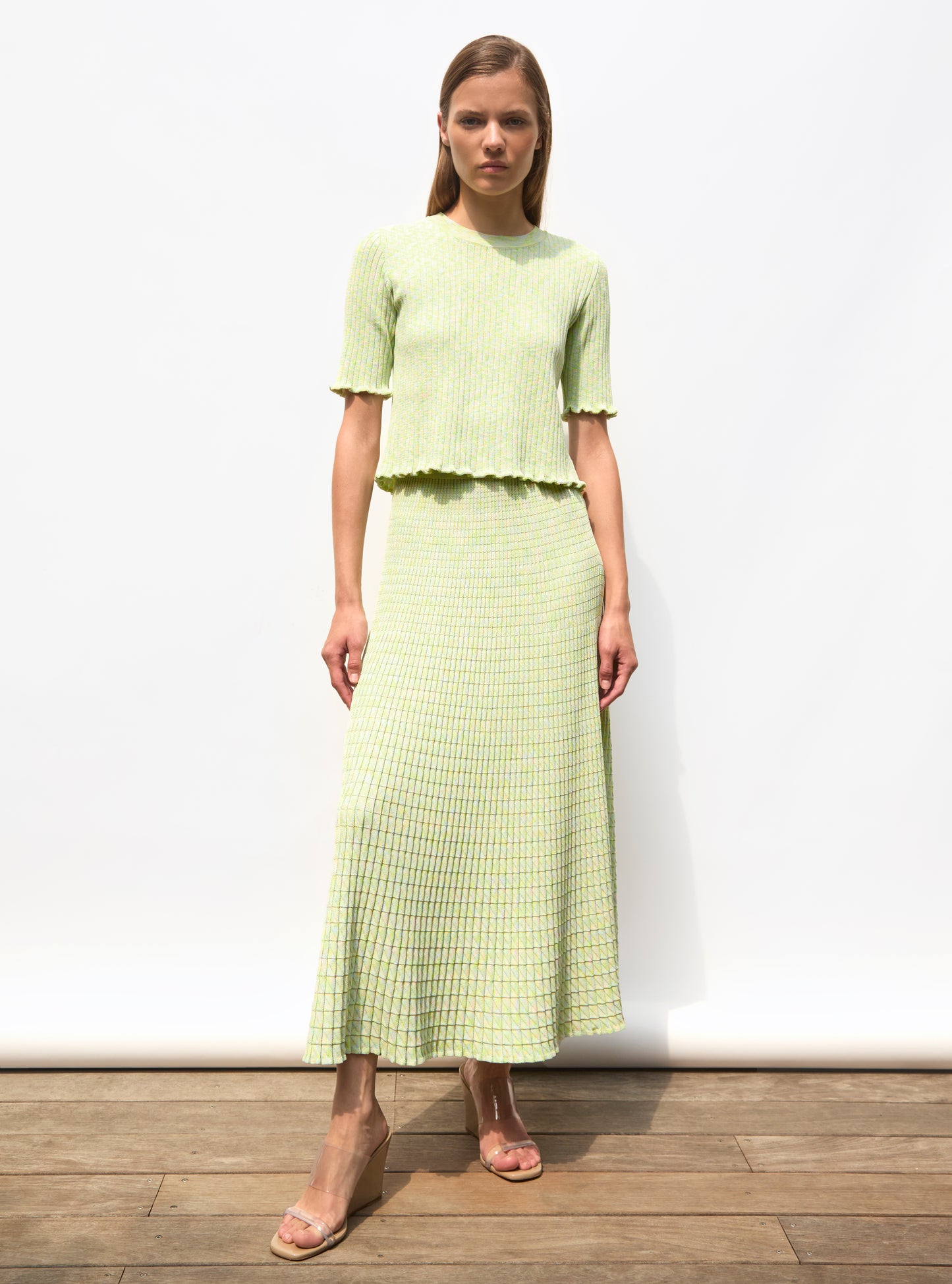 Jupe fluide maille origami Irisé - Vêtement de luxe femme