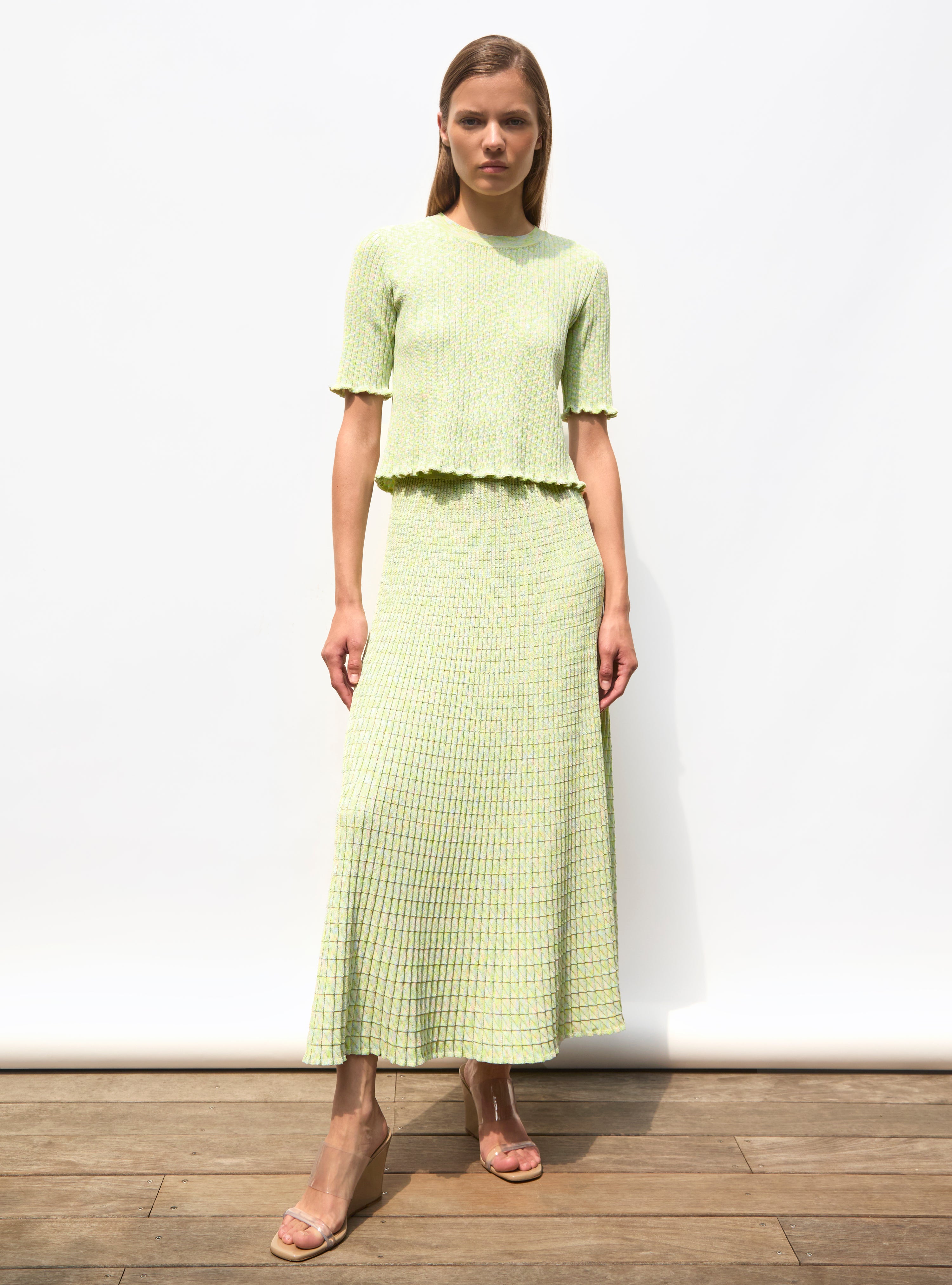 Jupe fluide maille origami Irisé - Vêtement de luxe femme