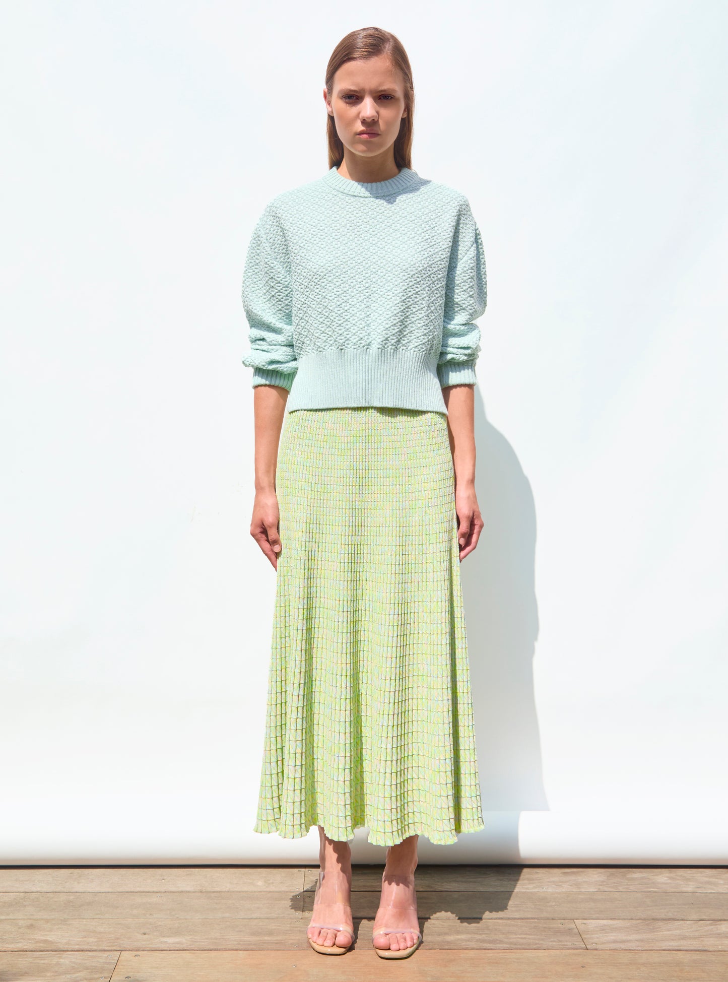 Jupe fluide maille origami Irisé - Vêtement de luxe femme
