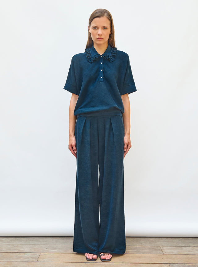 loose knit top with collar - Image principale