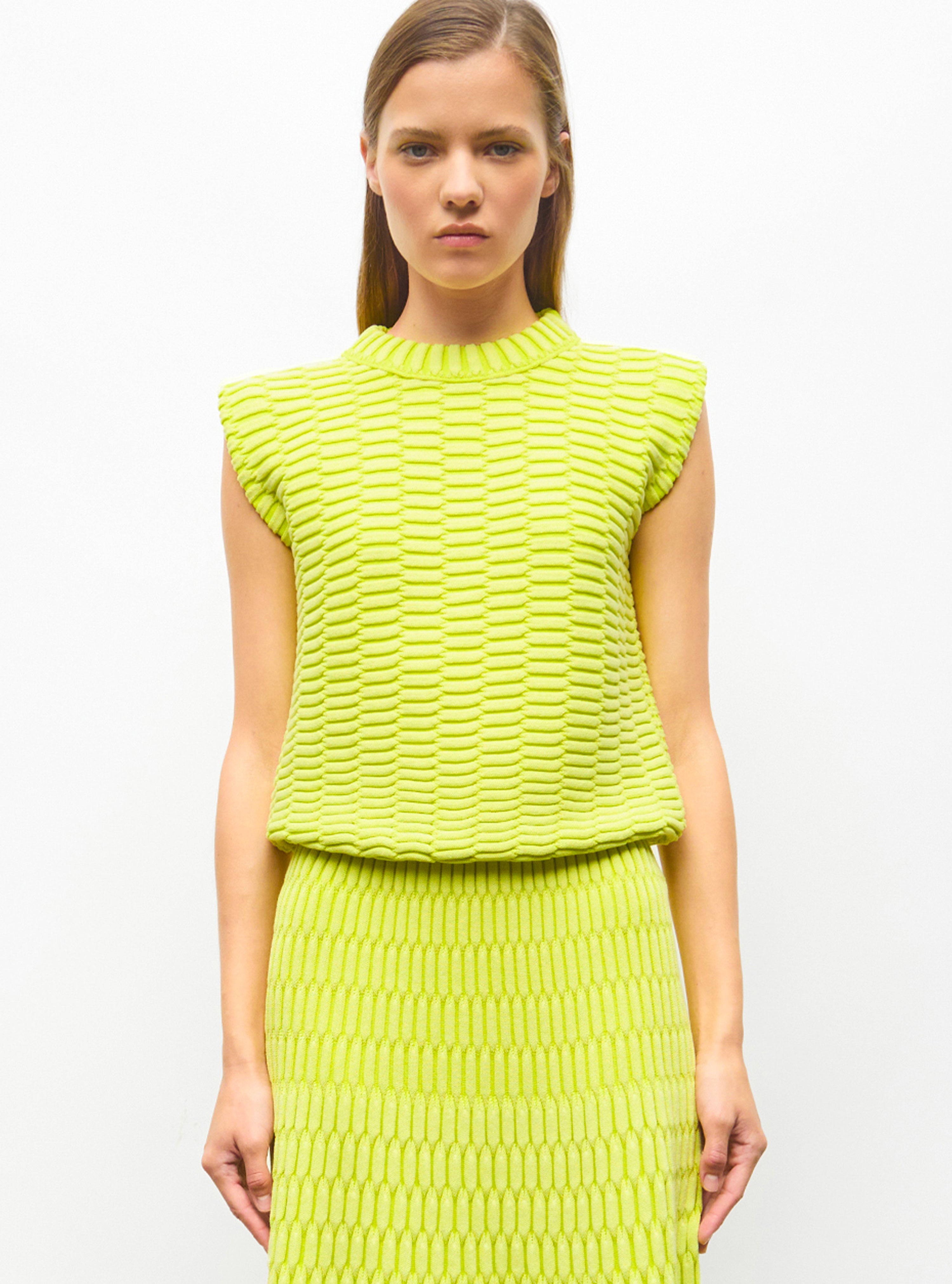 Top maille zellige uni Limoncello - Molli