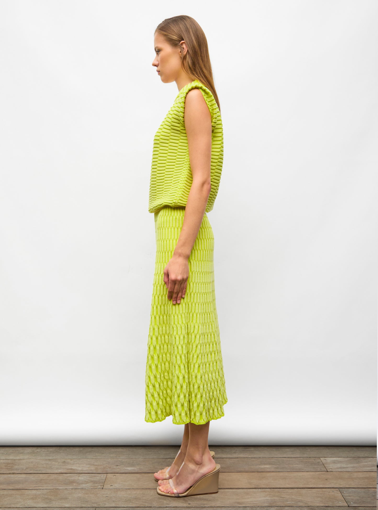 Top maille zellige uni Limoncello - Vêtement de luxe femme