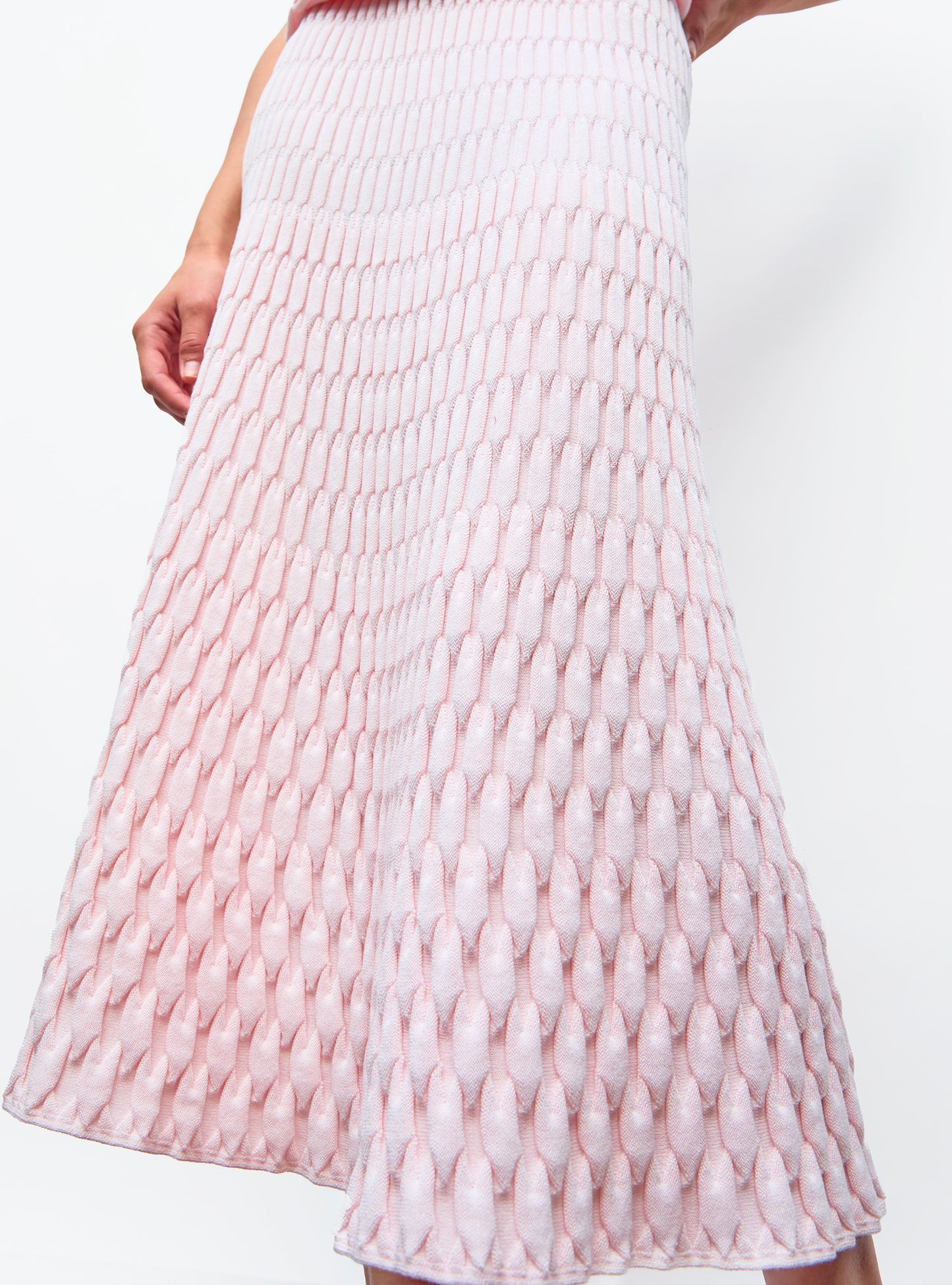 Jupe de luxe femme - Jupe longue maille zellige unie Pétale