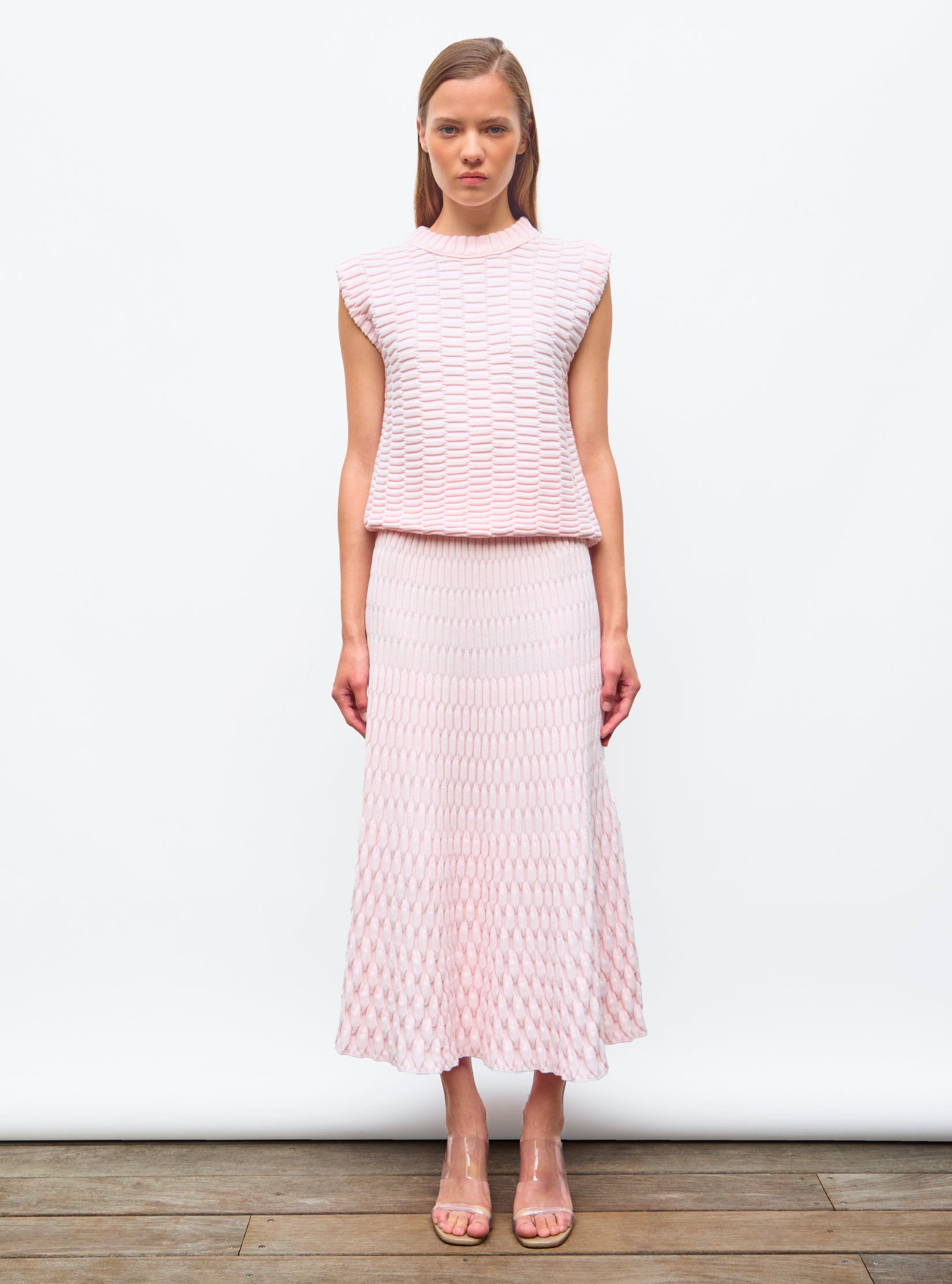 Top de luxe femme - Top maille zellige uni Pétale