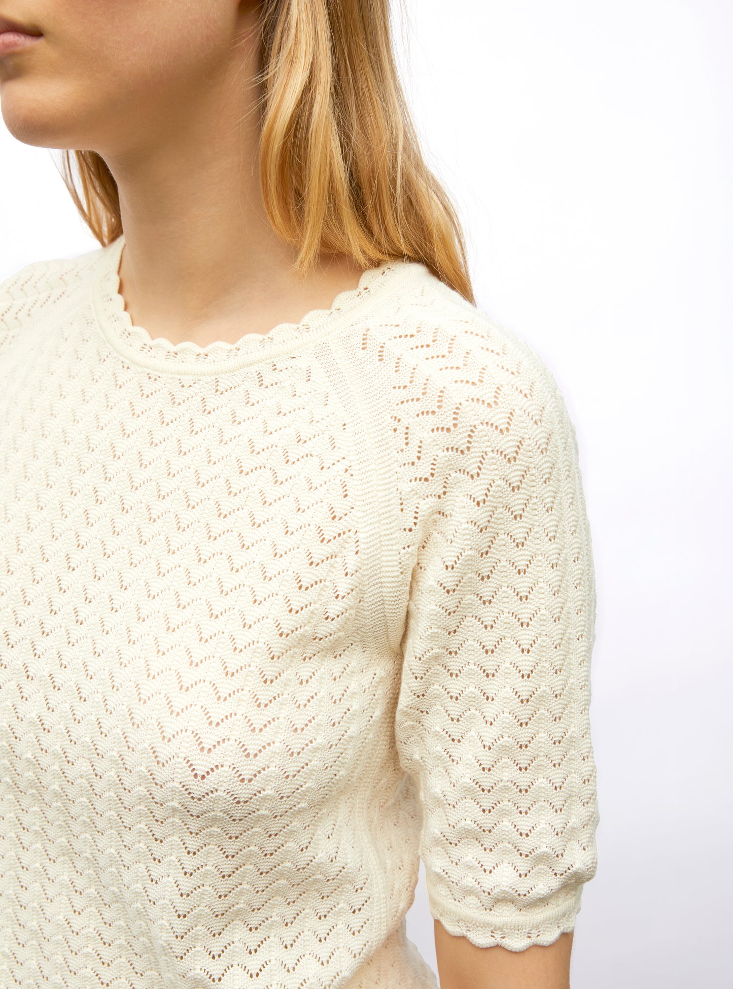Top manches coudes maille pointelle Naturel - Molli