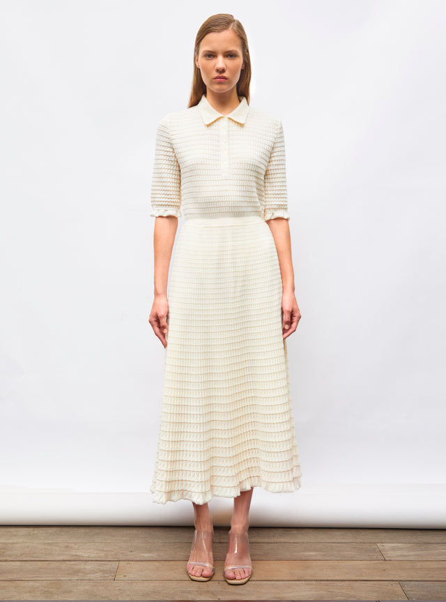 long dress in origami knit - Image principale