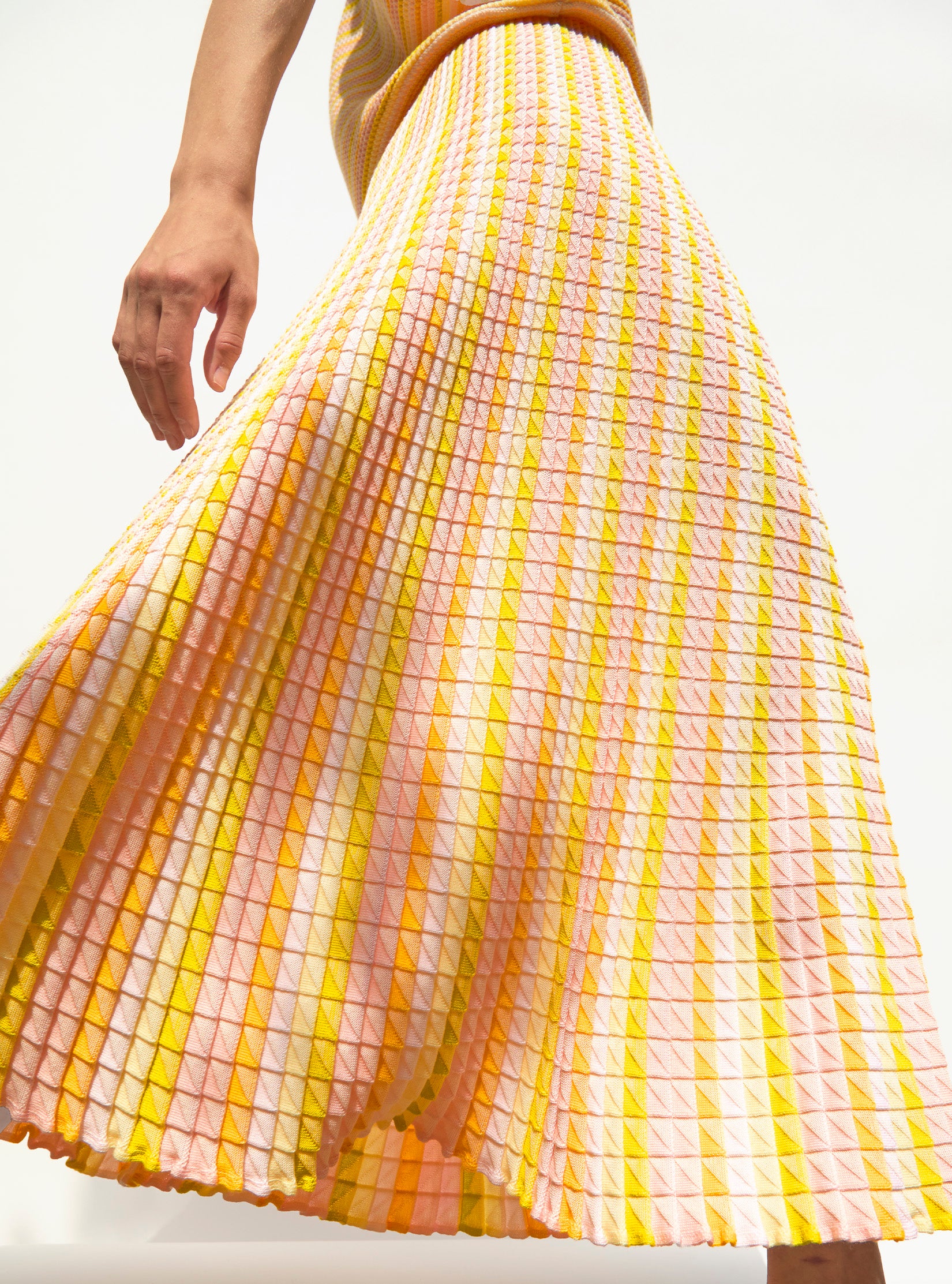Jupe de luxe femme - Jupe fluide maille origami Melon-Multi