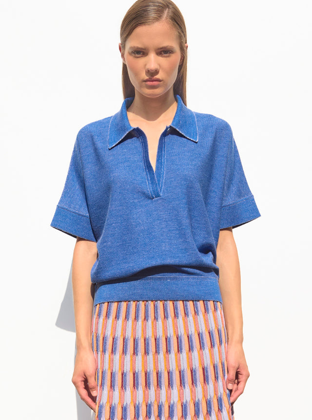 wide top with polo shirt collar - Image principale