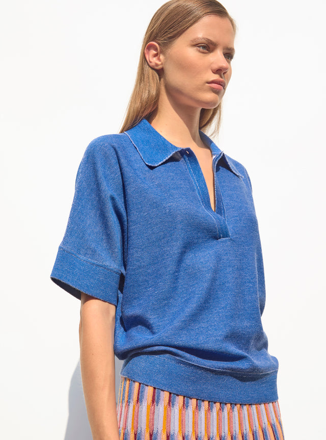 wide top with polo shirt collar - Image principale