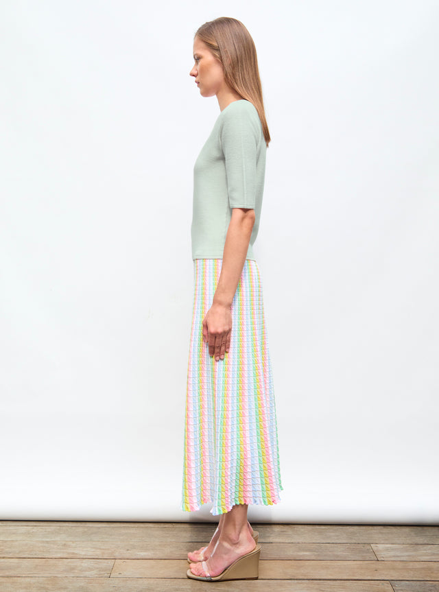 top fin maille manches coudes - Image principale