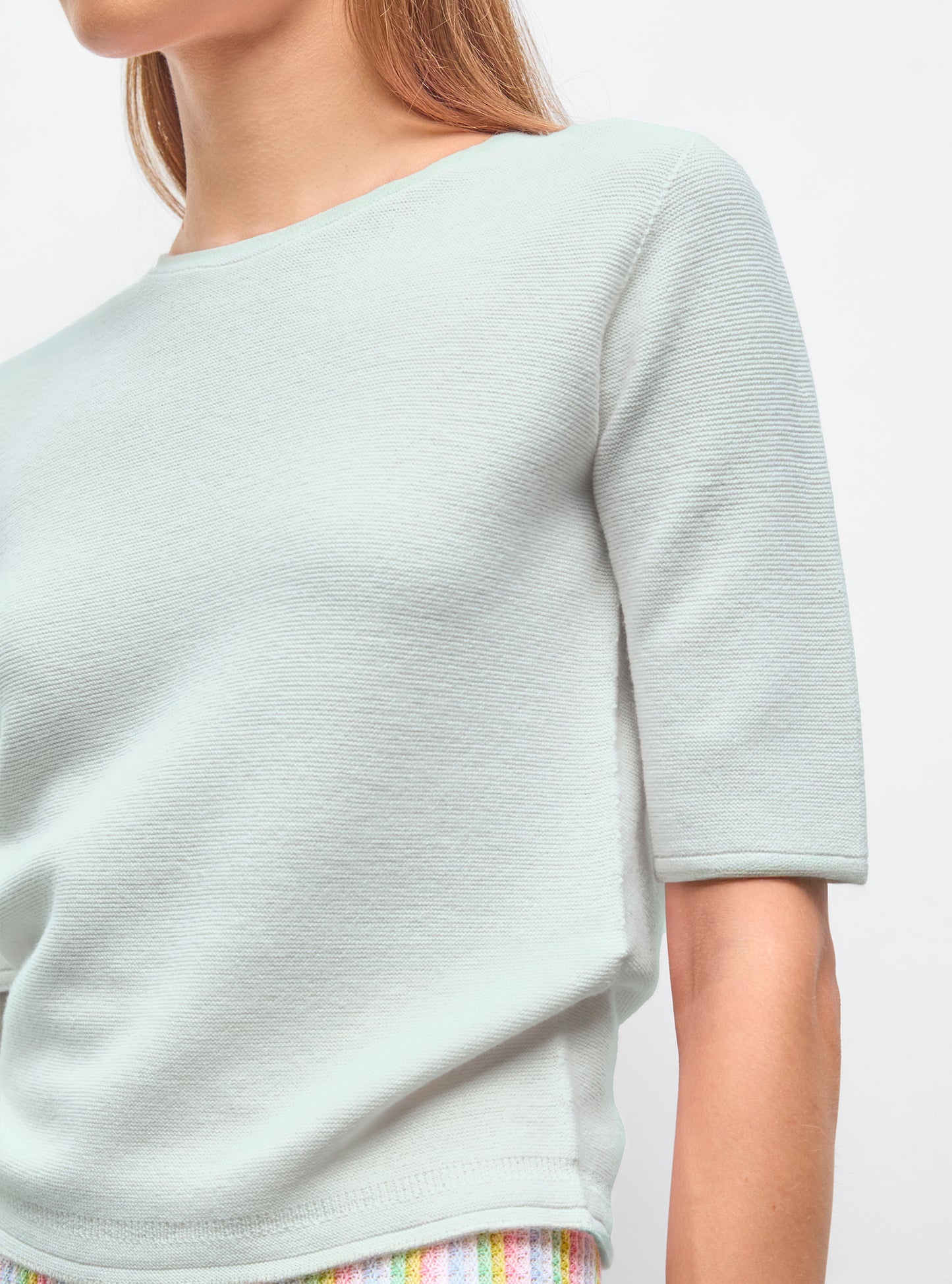 Top de luxe femme - Top fin maille manches coudes Jade