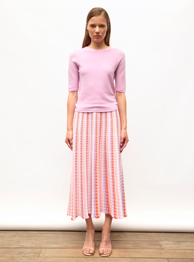 top fin maille manches coudes - Image principale