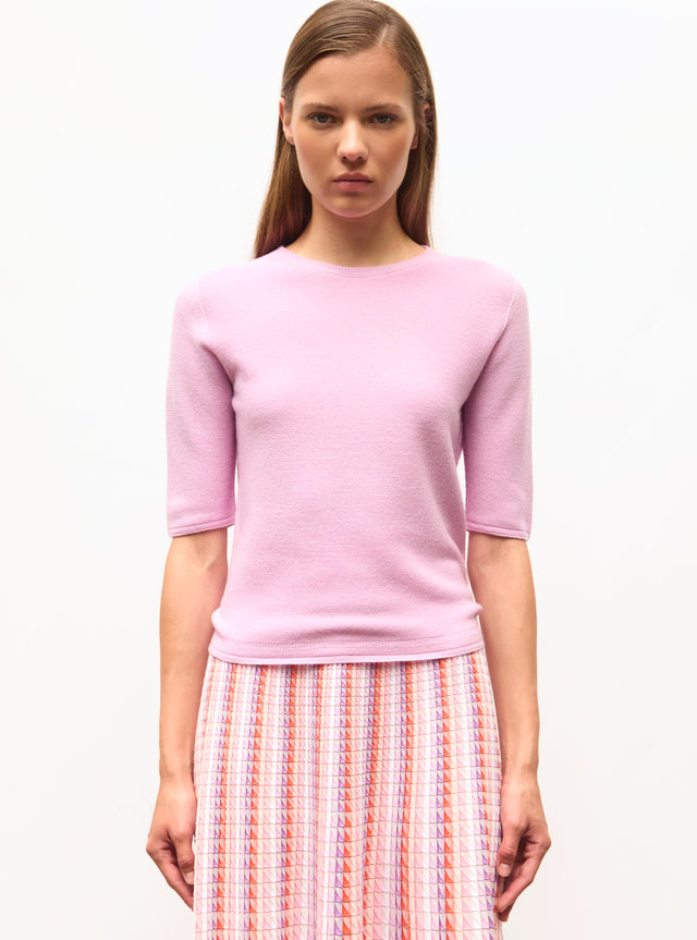 top fin maille manches coudes - Image principale