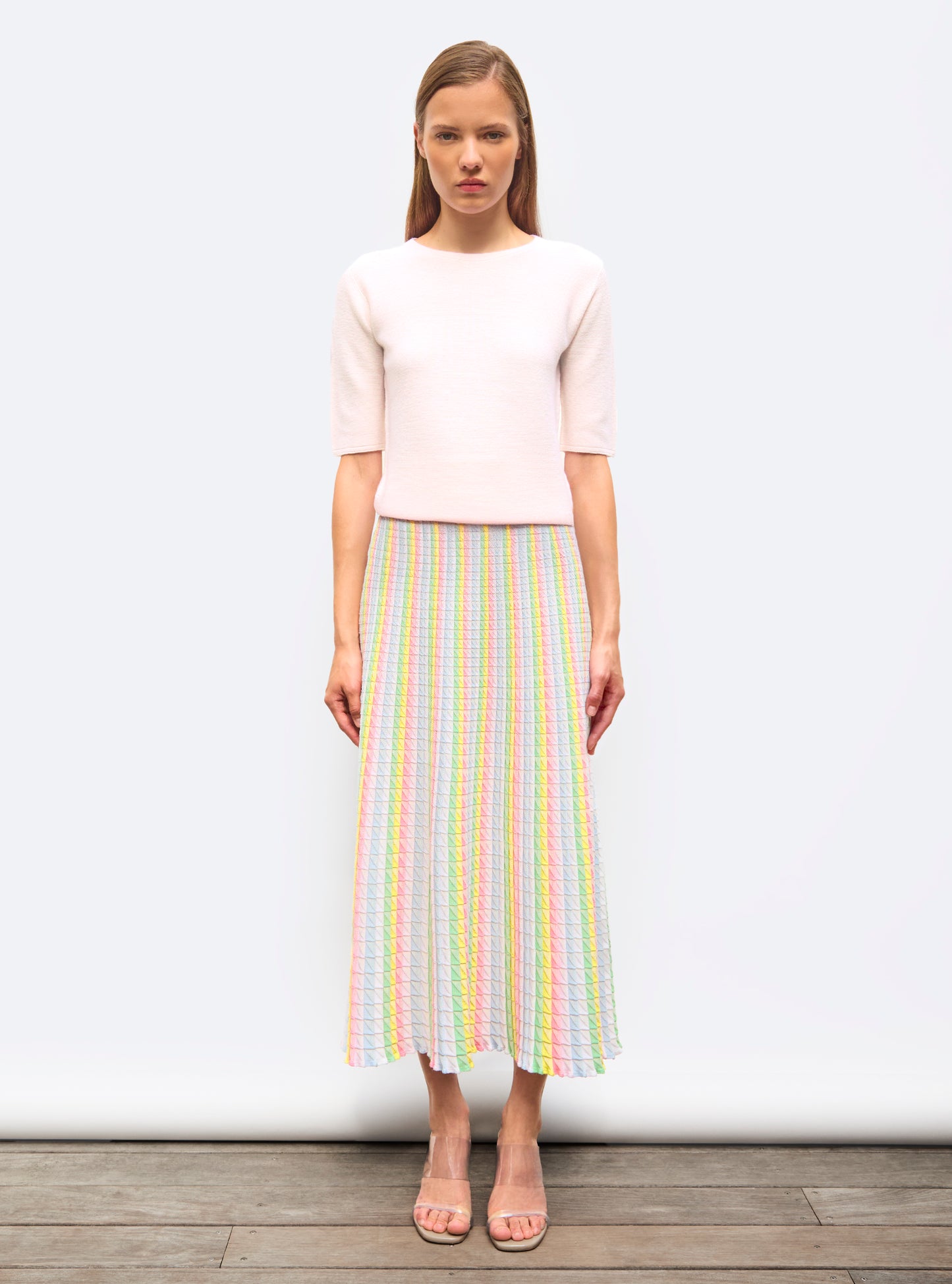 Jupe fluide maille origami Rainbow - Vêtement en maille de luxe Molli