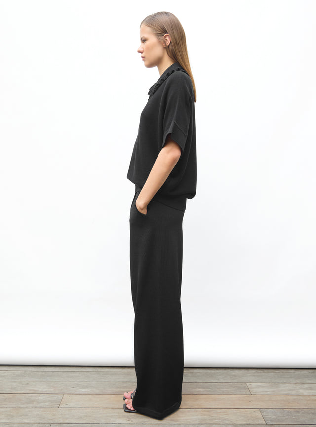 loose knit top with collar - Image principale