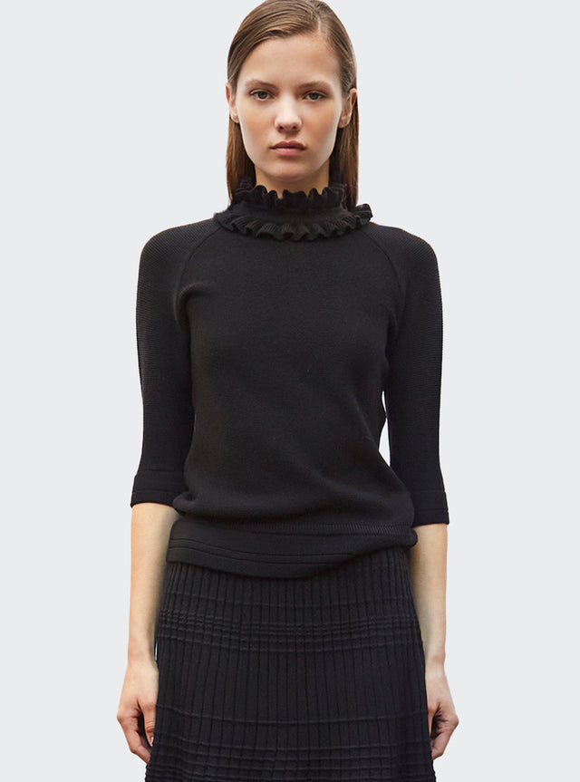 ruffled neck knit top - Image principale