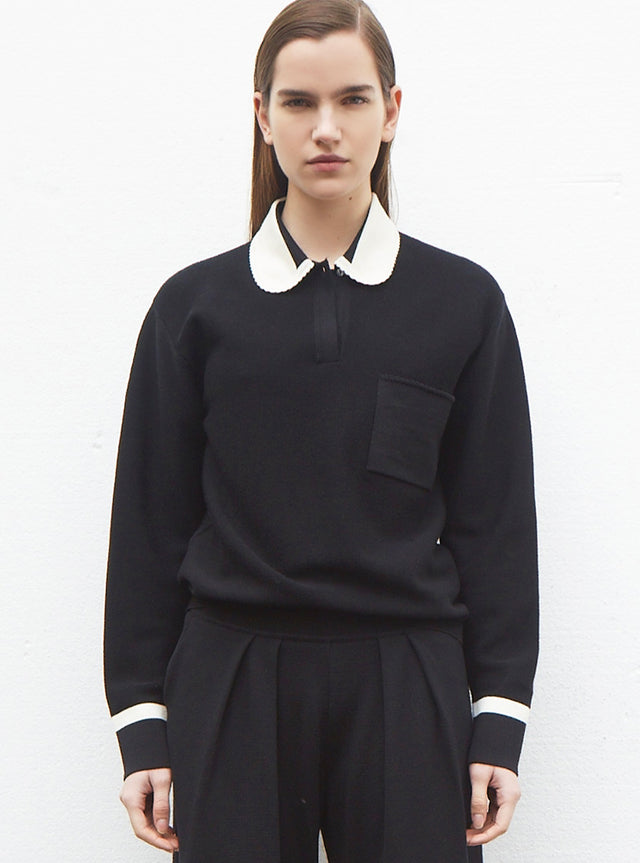 visual collar knit blouse - Image principale