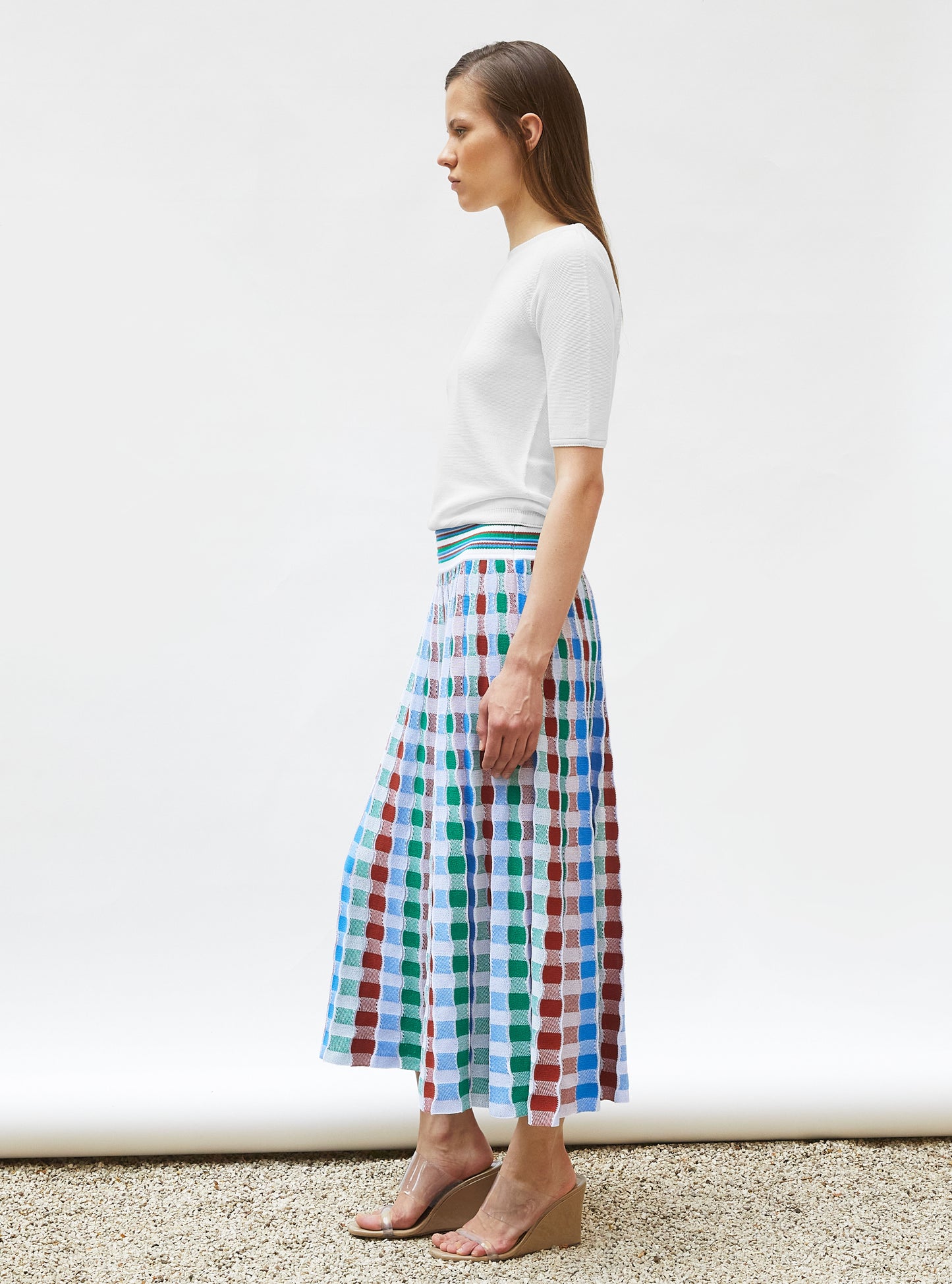 Jupe délicate maille ondulée naturel-multi - Jupe de luxe