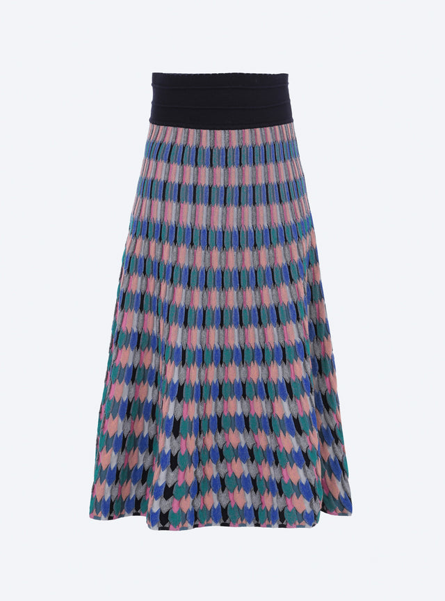 jupe longue maille zellige multicolore - Image principale