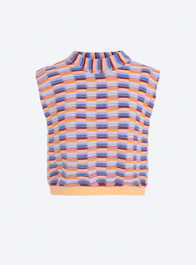 Soft multi-colored zellige knit top - Image principale