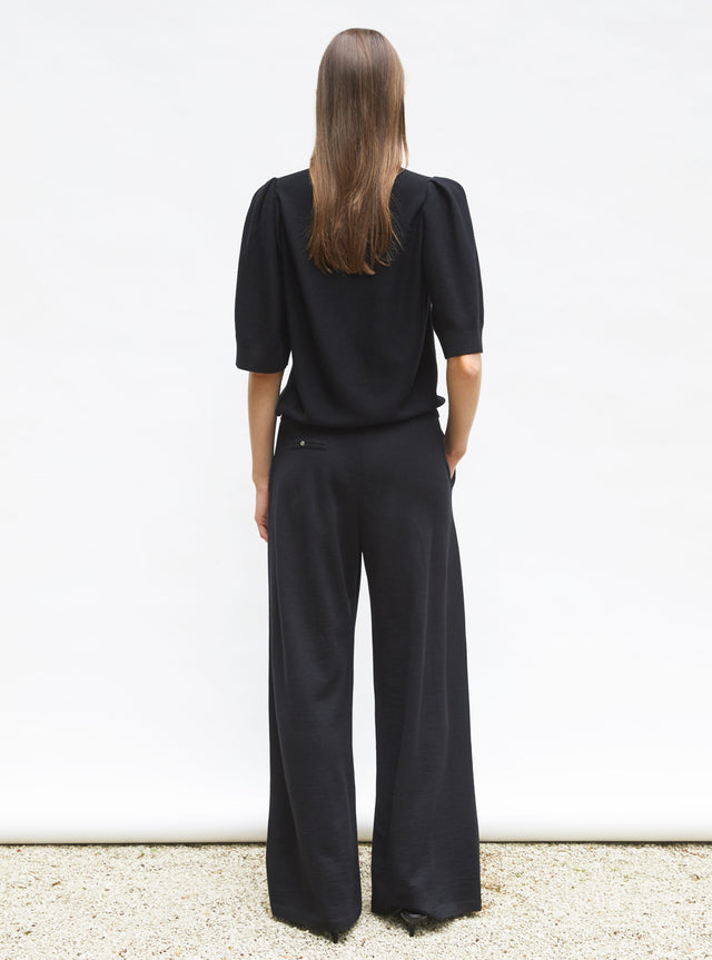 pleated elbow-length sleeved knit top - Image principale