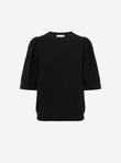 pleated elbow-length sleeved knit top