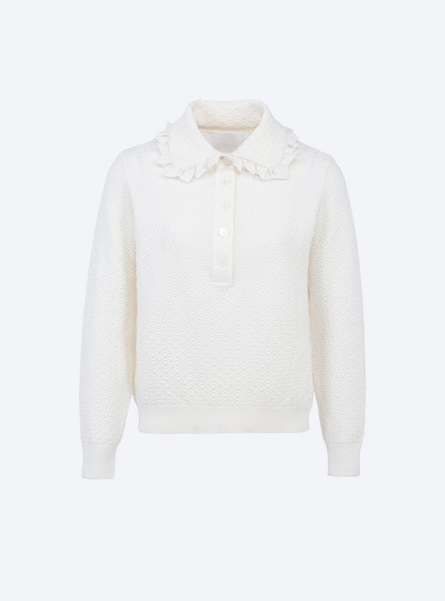 polo couture en maille damier - Image principale