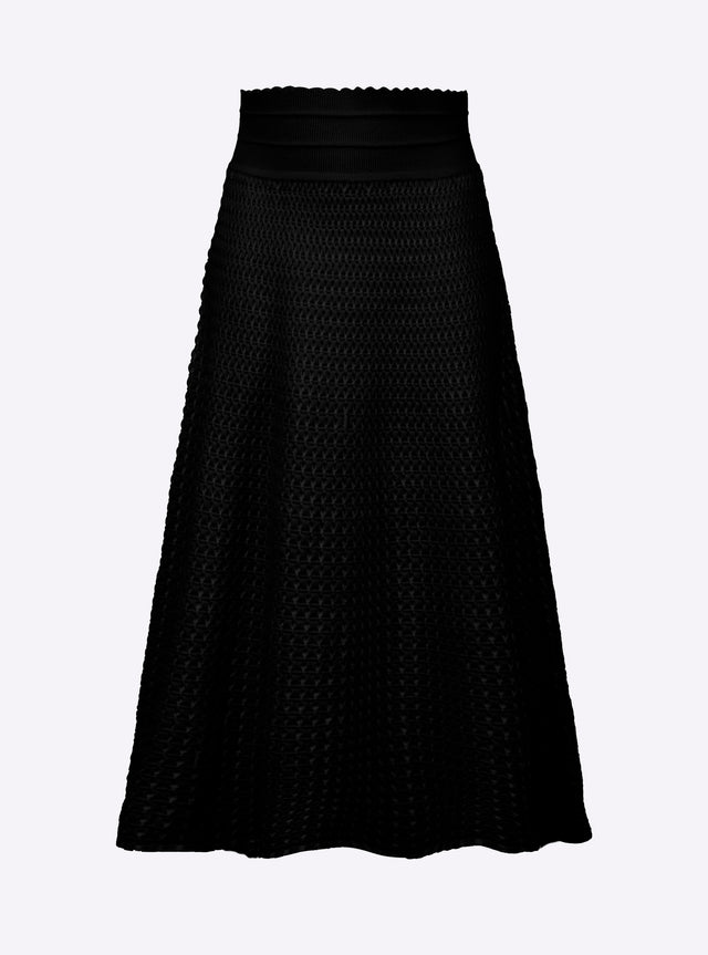 Smocked knit mid-length skirt - Image principale