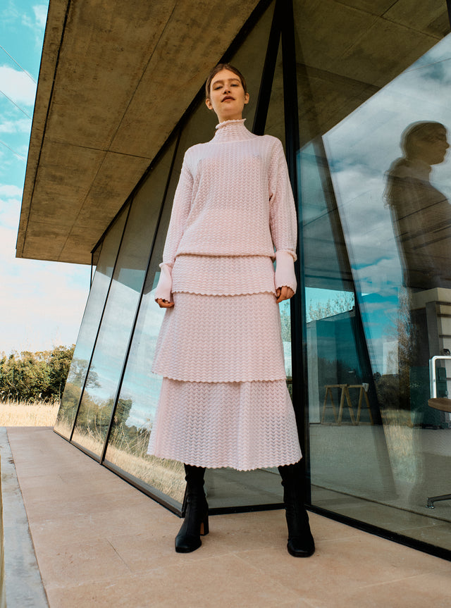 pointelle knit skirt with flounces - Image principale