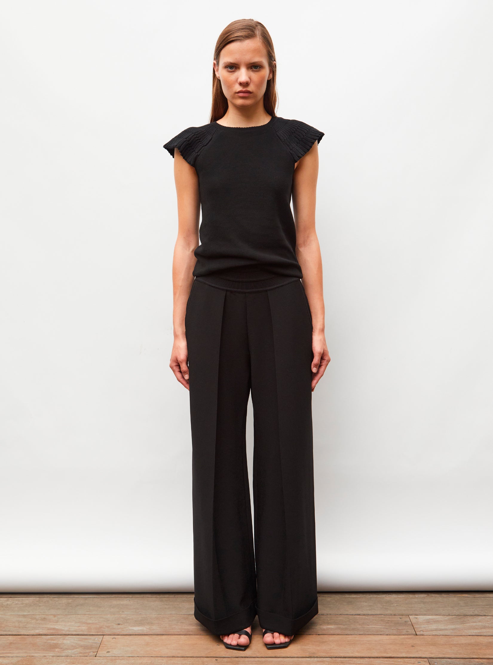 Tops, blouses de luxe femme - Top à manches volantées