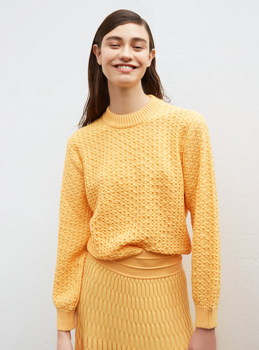 molli long-sleeved honeycomb knit top