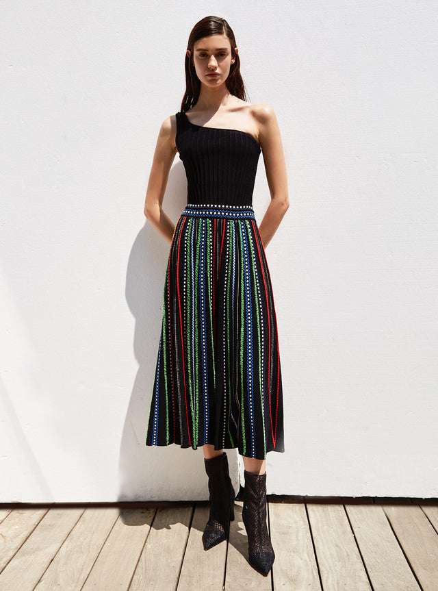 one-shouldered top in a wavy couture knit - Image principale