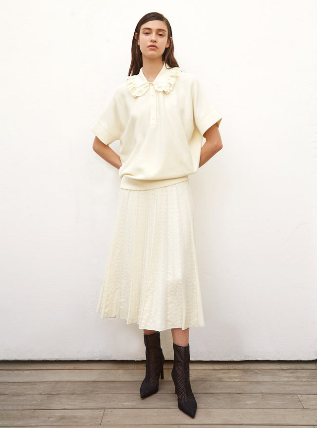 loose knit top with collar - Image principale