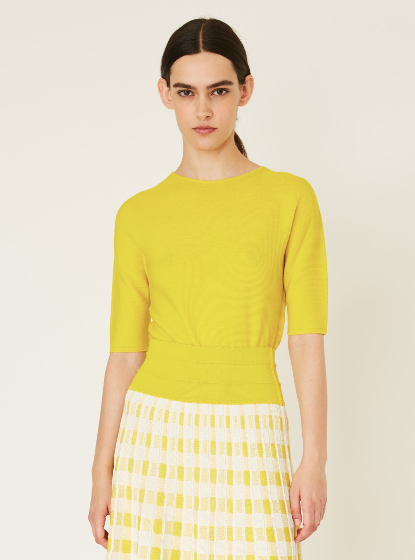 Top fin manches coudes - Vêtement en maille de luxe Molli