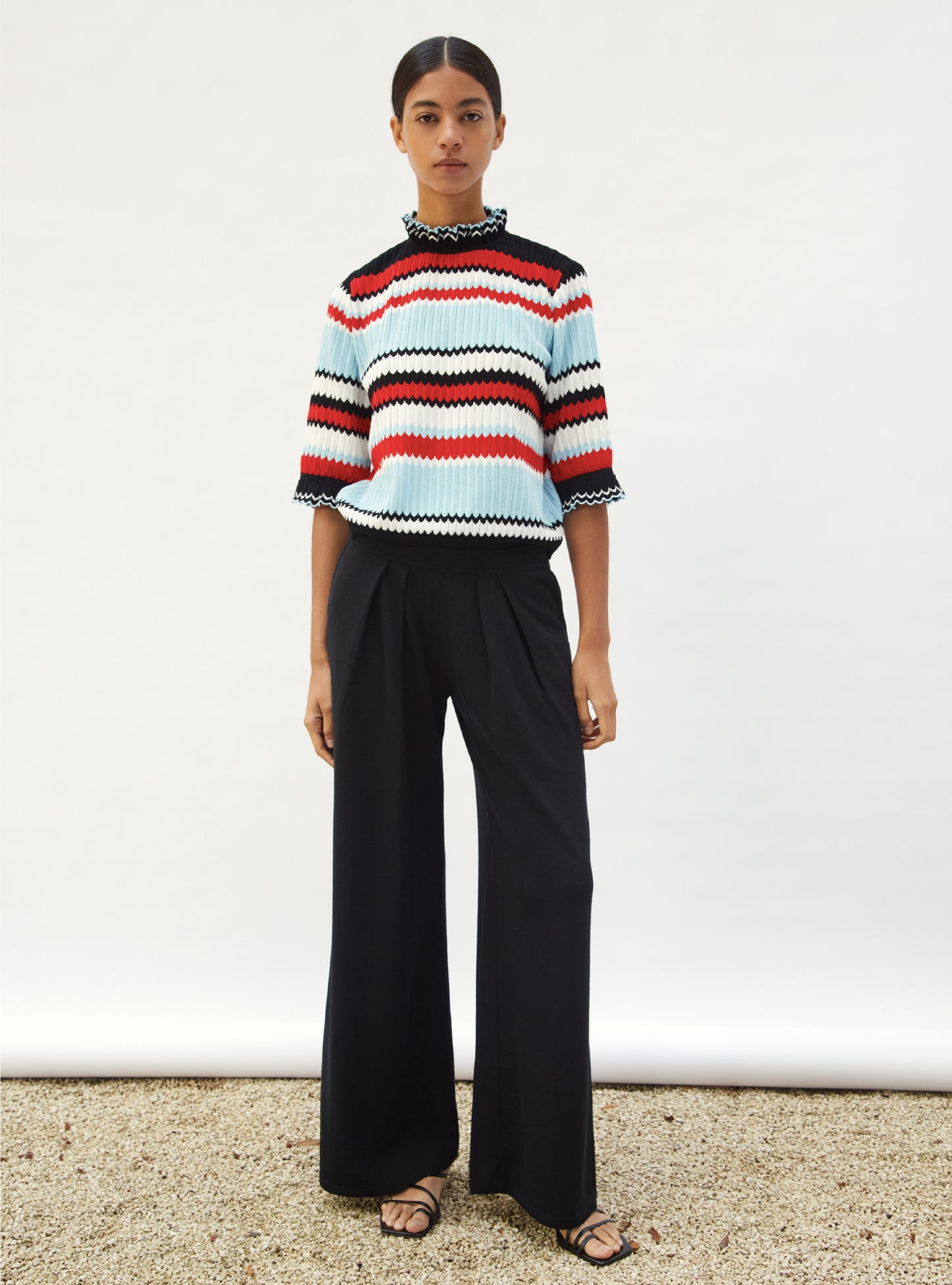 Tops, blouses de luxe femme - Top en maille à mini chevrons