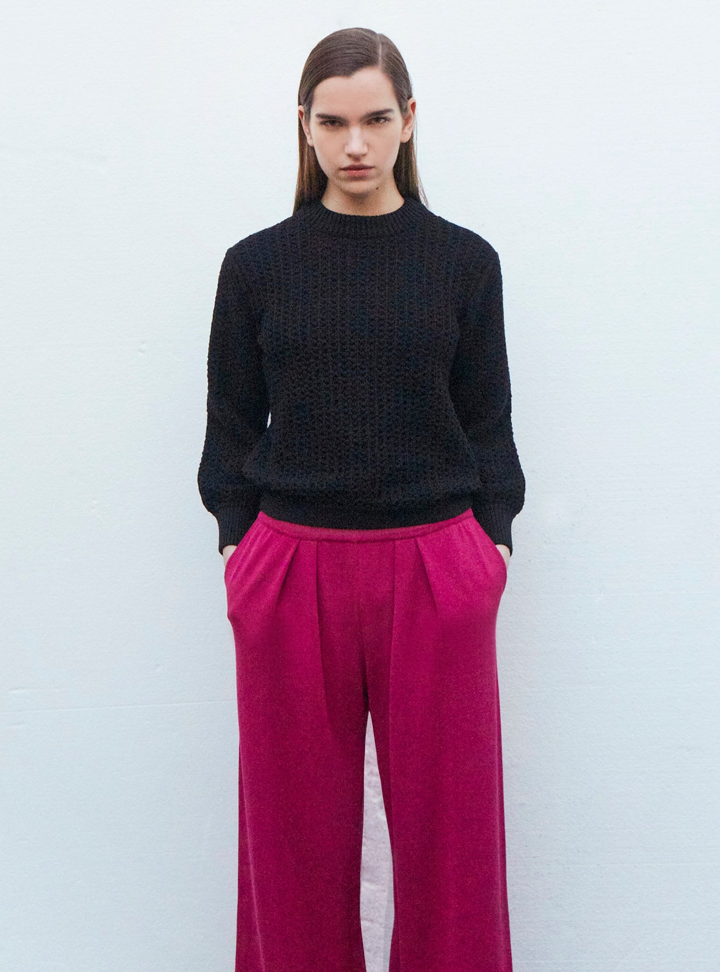 Tops, blouses de luxe femme - Sweater en maille entrelacée
