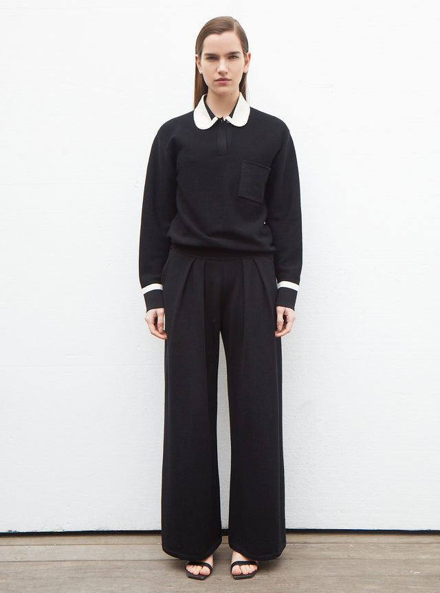 visual collar knit blouse - Image principale